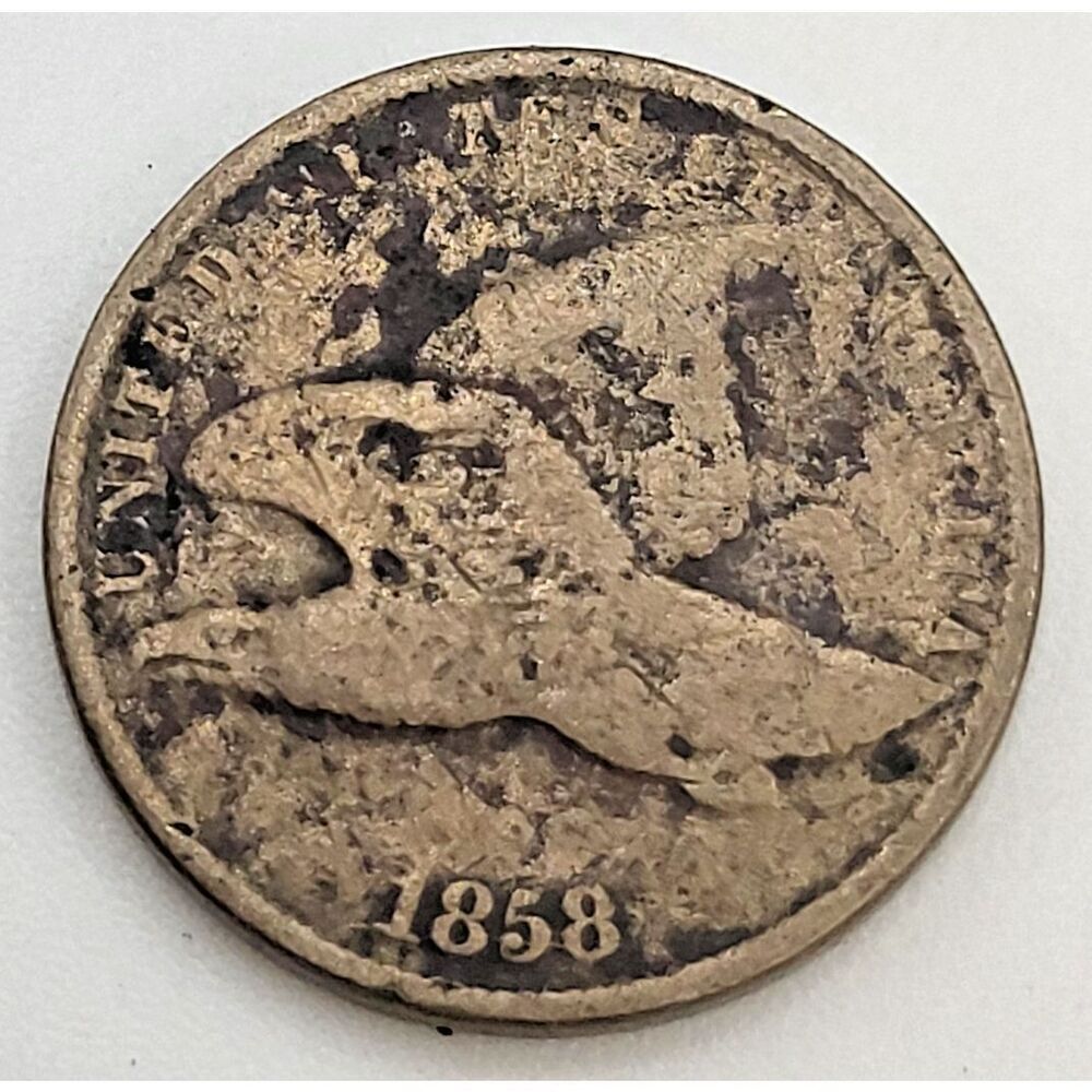 1858 SL Small Letter Flying Eagle Copper Nickel Penny One Cent 1c US VG Coin